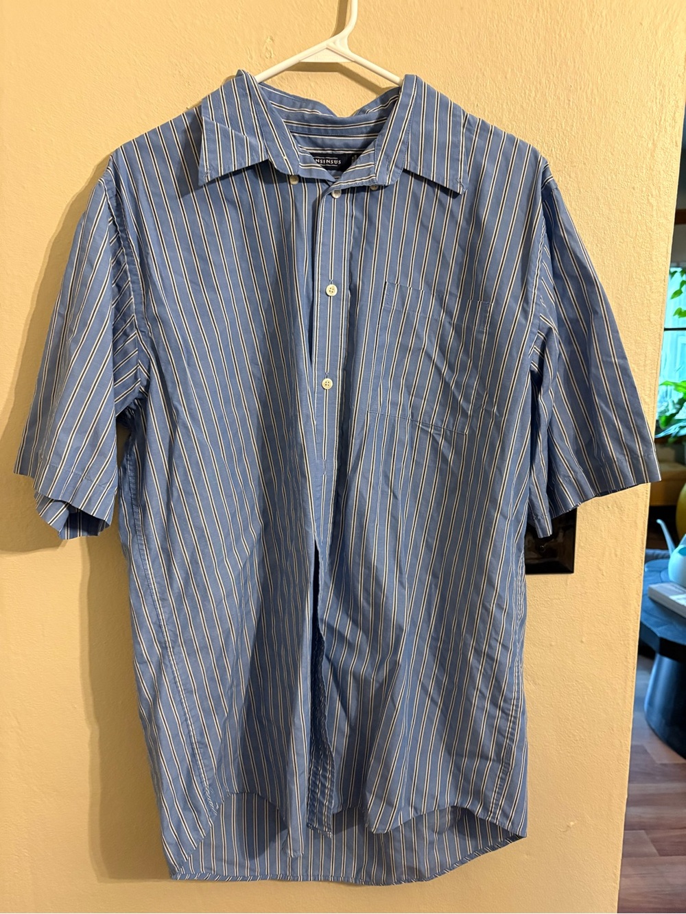 Blue Striped Short-Sleeve Button-Down Shirt